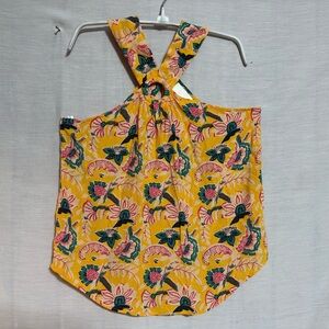 Maeve by Anthropologie Mica Floral Halter Top Ring Detail Boho Size 8